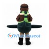 Pilot Mascot Costume with Green Airplane Body and Aviator Cap
