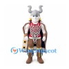 Viking King Mascot Costume with Horned Helmet and Long Cape
