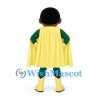 Superhero Mascot Costume in Green with Yellow Cape and Eye Mask