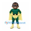 Superhero Mascot Costume in Green with Yellow Cape and Eye Mask