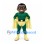 Superhero Mascot Costume in Green with Yellow Cape and Eye Mask