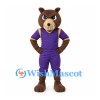 Bear Mascot Costume with Purple Sports Uniform