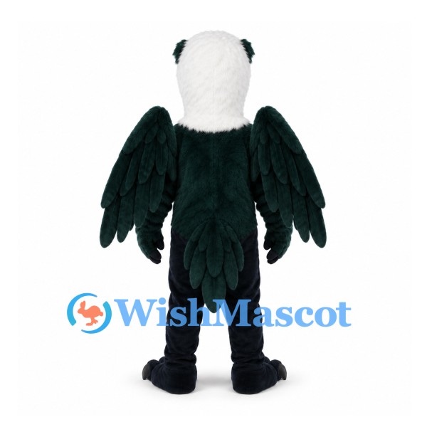 Bald Eagle Mascot Costume with Dark Green Wings and White Head