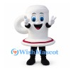Coffee Cup Mascot Costume in White with Matching Saucer
