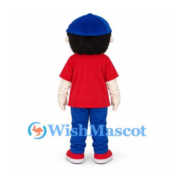 Boy Mascot Costume with Red Shirt and Blue Cap