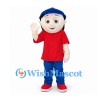 Boy Mascot Costume with Red Shirt and Blue Cap