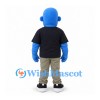 Blue Man Mascot Costume with Black Shirt and Gray Pants