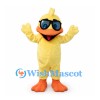 Duck Mascot Costume in Yellow with Blue Goggles