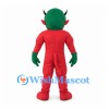 Devil Mascot Costume in Red with Green Hair and Horns