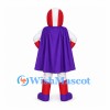 Superhero Mascot Costume with Red Helmet and Purple Cape