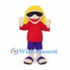 Surfer Mascot Costume with Blonde Hair and Red Shirt