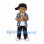 Boy Mascot Costume with Black Cap and Blue Checked Shirt