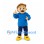 Boy Mascot Costume with Curly Brown Hair and Blue Hoodie