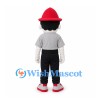 Boy Mascot Costume with Red Hat and Gray Shirt