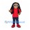 Man Mascot Costume with Long Black Hair and White Sunglasses