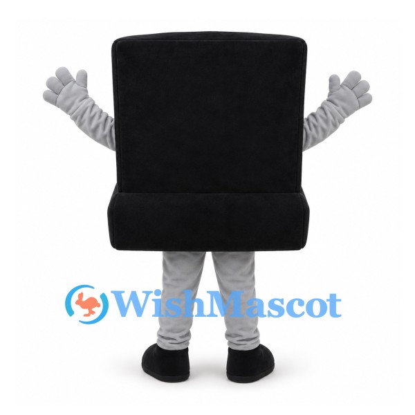 Laptop Mascot Costume in Black with Smiling Screen