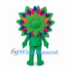 Flower Mascot Costume with Rainbow Petals and Green Leaves