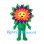 Flower Mascot Costume with Rainbow Petals and Green Leaves
