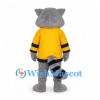 Raccoon Mascot Costume with Yellow Jersey and Striped Tail