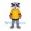 Raccoon Mascot Costume with Yellow Jersey and Striped Tail