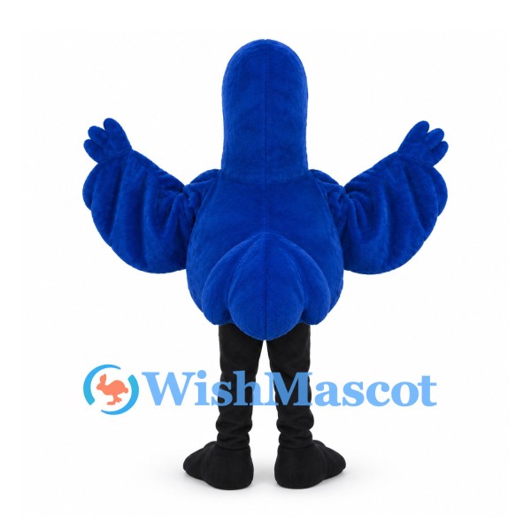 Blue Bird Mascot Costume with Yellow Beak and Black Legs
