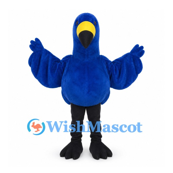 Blue Bird Mascot Costume with Yellow Beak and Black Legs