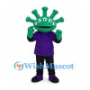 Alien Mascot Costume with Green Stalk Head and Purple Shirt
