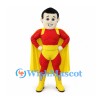 Superhero Mascot Costume in Red with Yellow Cape