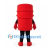 Barrel Mascot Costume in Red with Smiling Face