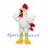Rooster Mascot Costume in White with Red Tail and Yellow Feet