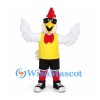 Rooster Mascot Costume with Yellow Shirt and Black Shorts