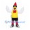 Rooster Mascot Costume with Yellow Shirt and Black Shorts