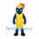 Flame Character Mascot Costume with Blue Face and Yellow Uniform