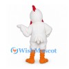 Chicken Mascot Costume in White with Orange Feet and Smiling Beak
