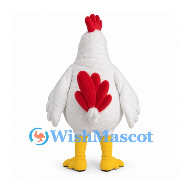 Rooster Mascot Costume in White with Red Tail