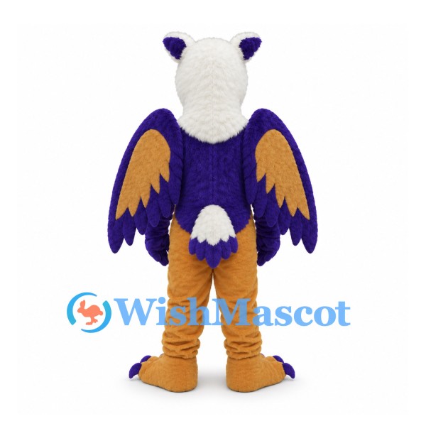 Griffin Mascot Costume with Purple Wings and Tan Legs
