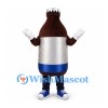 Beverage Bottle Mascot Costume in Brown with Silver Blue Label