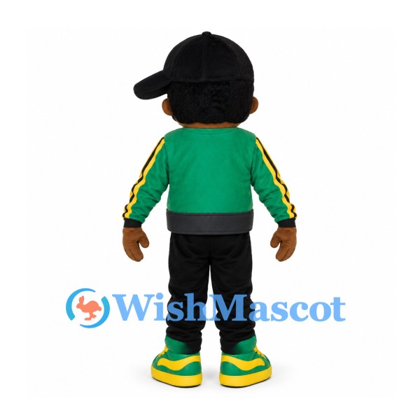 Boy Mascot Costume with Green Jacket and Black Cap