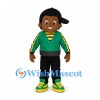 Boy Mascot Costume with Green Jacket and Black Cap