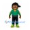 Boy Mascot Costume with Green Jacket and Black Cap