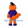 Orange Monster Mascot Costume with Purple Shirt and Curved Tail