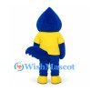 Blue Monster Mascot Costume with Yellow Shirt and Curved Tail