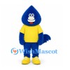 Blue Monster Mascot Costume with Yellow Shirt and Curved Tail