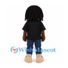 Boy Mascot Costume with Black Hair and Black Shirt