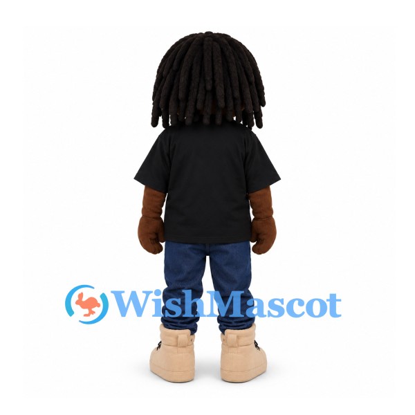 Boy Mascot Costume with Black Hair and Black Shirt