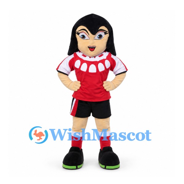 Girl Mascot Costume with Red Soccer Uniform