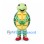 Turtle Mascot Costume in Green with Yellow Belly and Red Shoes