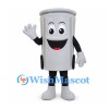 Trash Can Mascot Costume in Gray with Smiling Face