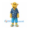 Cat Mascot Costume with Blue Floral Shirt and Shorts