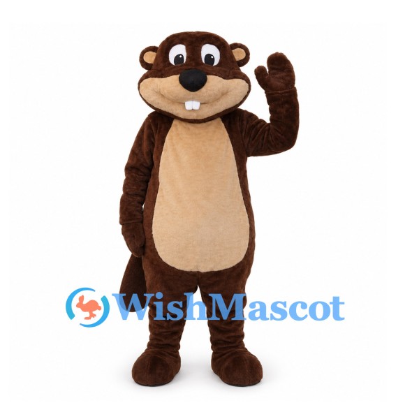 Beaver Mascot Costume in Brown with Cream Belly